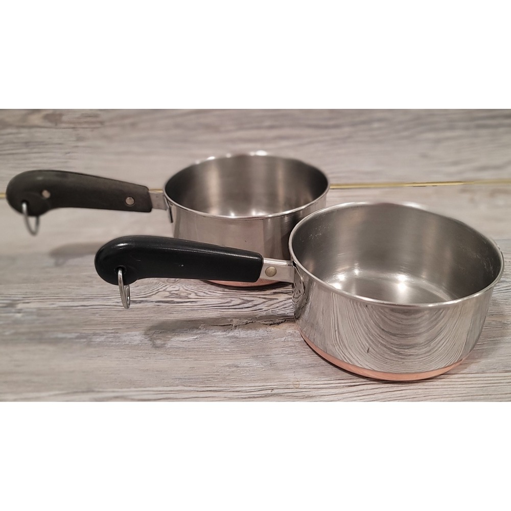 revere ware copper bottom cookware two sauce pans 1quart each. Made USA